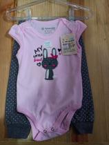 Conjunto Infantil Bebê Estampa Coelho Manga Curta Brandili