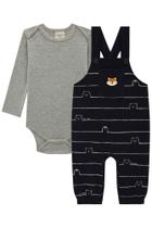 Conjunto Infantil Bebê Inverno Masculino Luc.Boo Body E Jardineira L14