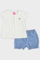 Conjunto Infantil Bebê Kamylus Menina Blusa E Short Malha Algodão Leve Macio Confortável