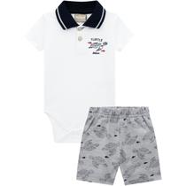 Conjunto Infantil Bebê Masculino menino Body Manga Curta Polo e Bermuda Branco Marinho Milon Conjunto Infantil Bebê Masculino menino Body Manga Curta Polo e Bermuda Branco Marinho Milon