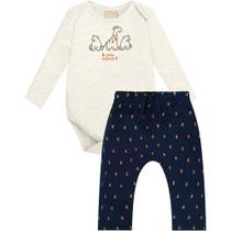 Conjunto Infantil Bebê Masculino menino Body Manga Longa e Calça Mescla Milon Conjunto Infantil Bebê Masculino menino Body Manga Longa e Calça Mescla Milon