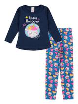 Conjunto Infantil Bebê Meia Estação Blusa Manga Longa e Calça Legging Algodão com Elastano