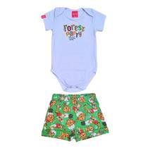 Conjunto Infantil Bebê Menina Body Manga Curta e Short Estampado Conjunto Infantil Bebê Menina Body Manga Curta e Short Estampado