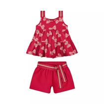 Conjunto Infantil Bebê Menina Laços Kyly Vermelho 2