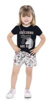 Conjunto Infantil Bebê Menina Verão Unicornio Arco Iris 1a3 Conjunto Infantil Bebê Menina Verão Unicornio Arco Iris 1a3