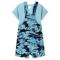 Conjunto Infantil Bebê Menino Camiseta Com Jardineira Safari
