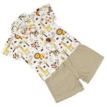 Conjunto Infantil Bebê Menino Mauricinho Camisa Social Mais Shorts Temático de 01 a o3 Anos - Suprema Opção