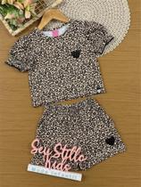 Conjunto Infantil Belime Verão com Shorts e Blusa Oncinha Conjunto Infantil Belime Verão com Shorts e Blusa Oncinha