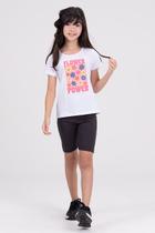 Conjunto Infantil Bermuda Ciclista Flower Power Branco Conjunto Infantil Bermuda Ciclista Flower Power Branco