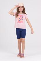 Conjunto Infantil Bermuda Ciclista Flower Power Rosa Claro Conjunto Infantil Bermuda Ciclista Flower Power Rosa Claro