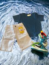 Conjunto infantil bermuda jeans e camiseta algodão Basica
