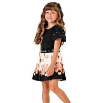 Conjunto Infantil Blusa Balonê Pérolas Saia Ursos Trick Nick Conjunto Infantil Blusa Balonê Pérolas Saia Ursos Trick Nick