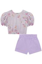 Conjunto Infantil Blusa Boxy em Malha Fresh Floral Xadrez e Shorts em Sarja Flora by Infanti Conjunto Infantil Blusa Boxy em Malha Fresh Floral Xadrez e Shorts em Sarja Flora by Infanti