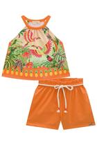 Conjunto Infantil Blusa Boxy em Malha Power Araras Floral e Shorts em Tricoline Flora by Infanti Conjunto Infantil Blusa Boxy em Malha Power Araras Floral e Shorts em Tricoline Flora by Infanti