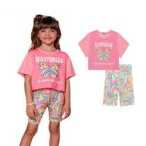 Conjunto Infantil Blusa Boxy Short Happiness Neo Fresh Kukiê