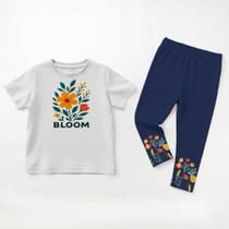 Conjunto Infantil Blusa Calça Estampa Jardim Algodão Verão Conjunto Infantil Blusa Calça Estampa Jardim Algodão Verão