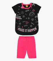 Conjunto Infantil Blusa Com Bermuda Rovi Kids Preto