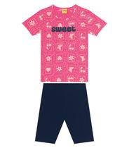 Conjunto Infantil Blusa Com Bermuda Rovi Kids Rosa