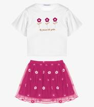 Conjunto Infantil Blusa Com Saia Trick Nick Branco Conjunto Infantil Blusa Com Saia Trick Nick Branco