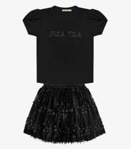 Conjunto Infantil Blusa Com Saia Trick Nick Preto Conjunto Infantil Blusa Com Saia Trick Nick Preto