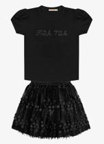 Conjunto Infantil Blusa Com Saia Trick Nick Preto Conjunto Infantil Blusa Com Saia Trick Nick Preto