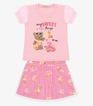 Conjunto Infantil Blusa Com Saia Trick Nick Rosa