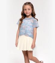 Conjunto Infantil Blusa Com Shorts Saia Trick Nick Azul