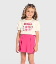 Conjunto Infantil Blusa Com Shorts Saia Trick Nick Bege