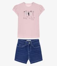 Conjunto Infantil Blusa Com Shorts Trick Nick Rosa
