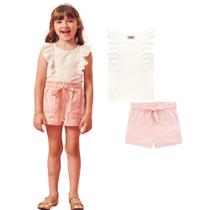 Conjunto Infantil Blusa Cotton Pérola Shorts Tricoline Shine Kukiê