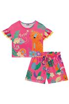 Conjunto Infantil Blusa Cropped e Short em Malha Fresh Bichinhos Alecrim by Kukiê Conjunto Infantil Blusa Cropped e Short em Malha Fresh Bichinhos Alecrim by Kukiê