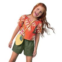 Conjunto Infantil Blusa Cropped Laranja Folhas e Short Verde Nanai Conjunto Infantil Blusa Cropped Laranja Folhas e Short Verde Nanai