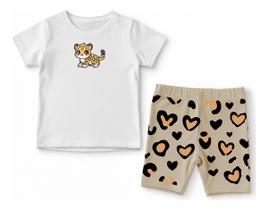 Conjunto Infantil Blusa E Bermuda Onçinha Algodão Leve Verão Conjunto Infantil Blusa E Bermuda Onçinha Algodão Leve Verão
