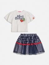 Conjunto infantil blusa e saia em tule