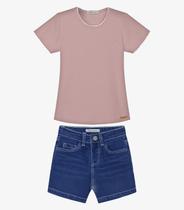 Conjunto Infantil Blusa E Shorts Jeans Trick Nick Rosa Conjunto Infantil Blusa E Shorts Jeans Trick Nick Rosa