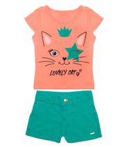 Conjunto Infantil Blusa e Shorts Rovitex Kids Laranja