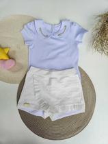 Conjunto Infantil Blusa Gola Boneca e Shorts Saia emn Laise Cor:BrancoTamanho:2