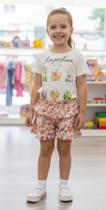 CONJUNTO INFANTIL BLUSA MALHA FLAMÊ E SHORTS C/ BABADO Nº 8
