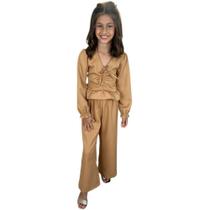 Conjunto Infantil Blusa Manga Longa Calça Pantalona Alfaiataria Look Blogueirinha Moda Inverno