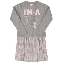 Conjunto Infantil Blusa Manga Longa e Saia Midi Mescla Cinza Quimby