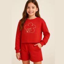 Conjunto Infantil Blusa Manga Longa e Shorts Estampa "Cool to be Kind"