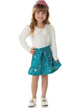 Conjunto Infantil Blusa Mangas Longas E Saia Com Short - Pic Nic