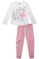 Conjunto Infantil Blusa ML em Cotton Unicórnio Bailarino e Calça Jogger Suede Bolsos Lateral - Kukie Conjunto Infantil Blusa ML em Cotton Unicórnio Bailarino e Calça Jogger Suede Bolsos Lateral - Kukie