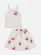 Conjunto infantil blusa regata e saia Off white - Momi