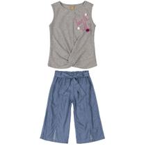Conjunto Infantil Blusa Ribana Canelada e Calça em Tecido Cinza Up Baby Conjunto Infantil Blusa Ribana Canelada e Calça em Tecido Cinza Up Baby