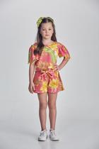 Conjunto Infantil Blusa + Shorts Menina De Seda 1804 Conjunto Infantil Blusa + Shorts Menina De Seda 1804