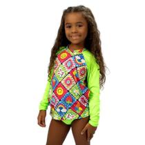 Conjunto Infantil Blusa UV Calcinha Crochê Feliz Cecí Moda Praia