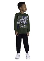 Conjunto Infantil Blusão e Calça Jogger em Moletom Peluciado Dinossauro - Brandili Conjunto Infantil Blusão e Calça Jogger em Moletom Peluciado Dinossauro - Brandili