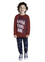 Conjunto Infantil Blusão e Calça Jogger em Moletom Peluciado Estampado Little Cool - Brandili