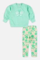 Conjunto Infantil Blusao e legging Moletom Borboleta Fakini Cor:AmareloTamanho:3